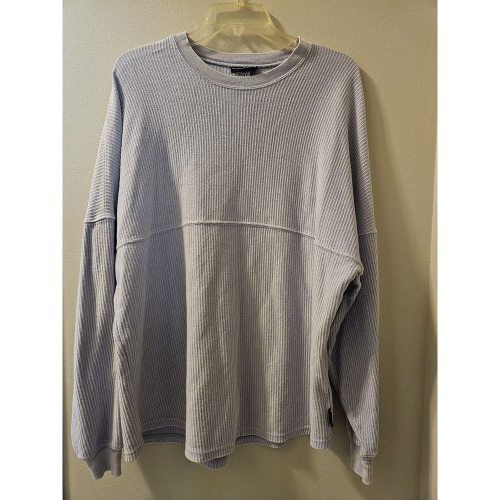 Spirit Jersey Womens Lavender Purple Ribbed Long Sleeve Oversized Top Medium